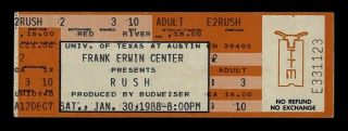 Rush - Rare - 1988 - Austin Texas Untorn Concert Ticket