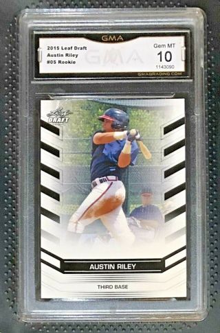 $125 Austin Riley Rookie Gem 10 Leaf Rare 2015 Atlanta Braves Baseball M7