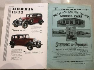 Rare Morris Cars 36 Page Advert Booklet / Brochure October 9th 1931