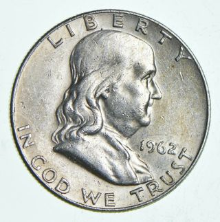 Higher Grade - 1962 - D - Rare Franklin Half Dollar 90 Silver Coin 347