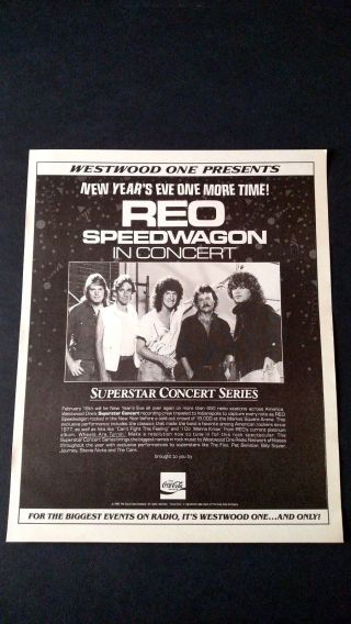 Reo Speedwagon In Concert (1985) Rare Print Promo Poster Ad
