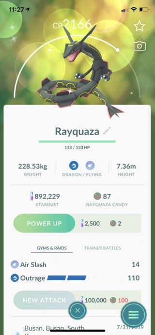 Pokemon Go Shiny Rayquaza Rare