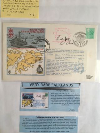 18 Falklands War Covers (12 Signed) Inc Very Rare Dr R T Jolly Cover Plus Stamps