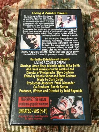 Living A Zombie Dream VHS horror rare zombies 2