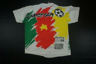 Rare Vintage Cameroon World Cup 1994 All Over Print T Shirt 90s Soccer Tourney L 2