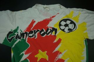 Rare Vintage Cameroon World Cup 1994 All Over Print T Shirt 90s Soccer Tourney L 3