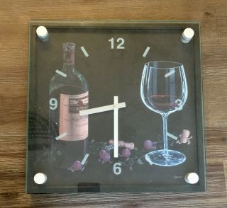 Rare Michael Godard Wall Clock With Napa Valley Wine Bottle And Cork Picture