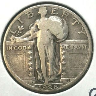 Rare 1928 Standing Liberty Quarter Very Good 90 Silver Collectible 25c Us Coin