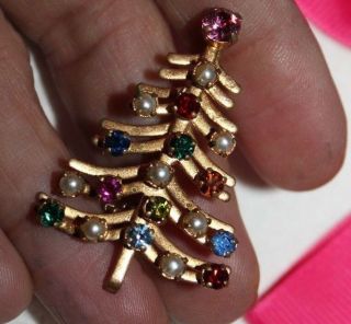 HIGH END SIGNED MADE IN AUSTRIA CHRISTMAS TREE PIN RARE AND EXC. 3