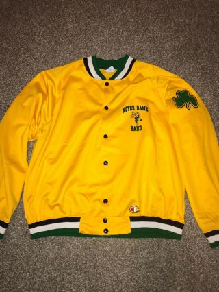Rare Vintage 90s Champion Notre Dame Fighting Irish Band Jacket Sz Xlarge Yellow