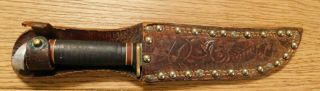 Rare Vintage Hawthorne Fixed Blade Knife,  With Leather Sheath.