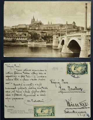 Austria In Czechoslovakia 1919 Rare Early State Ppc Praha To Wien,  Csr,  Cssr