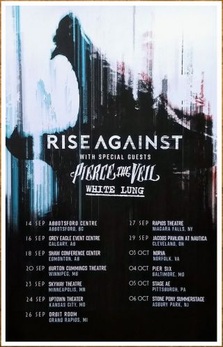Rise Against | Pierce The Veil Wolves Tour 2017 Ltd Ed Rare Poster,  Poster