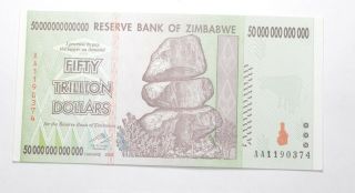 Rare 2008 50 Trillion Dollar - Zimbabwe - Uncirculated Note - 100 Series 310