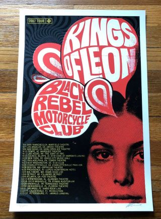 Kings Of Leon / Black Rebel Motorcycle Club Rare Lithograph Poster 2007