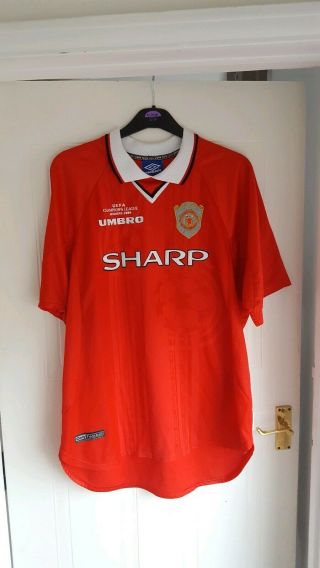 Rare Manchester United 1999/2000 Champions League Football Shirt Umbro Size Xxl