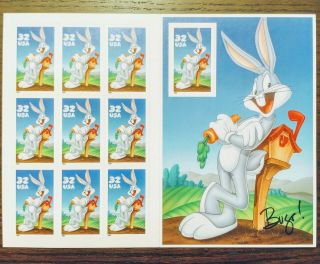 1997 Usps 32 Cent Bugs Bunny Self Adhesive Rare Stamp Sheet Set Of 10 Mnh