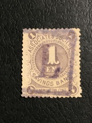 Ohb2 - Rare 1c Gray Lilac Hamilton Savings Bank