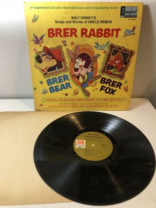 Walt Disney Brer Rabbit Uncle Remus Songs Song Of The South Lp Vinyl Record Rare