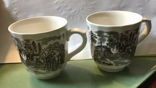 2 Tall Vtg Royal Mail Fine Staffordshire Ironstone Brown Rare Coffee Mugs Cups