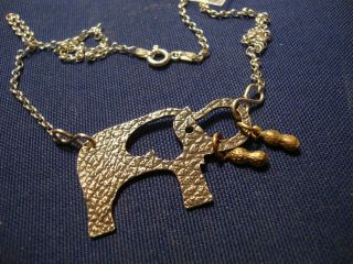 Grandmas Chunky Rare Elephant Gold 925 Sterling Silver Necklace