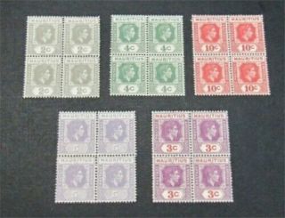 Nystamps British Mauritius Stamp Sg252//sg256 Og Nh Paid $100 Rare Blocks