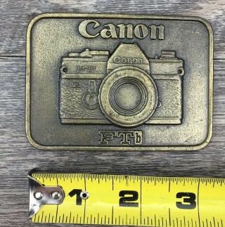 Vintage Canon Ftb Film Camera Advertising Metal Brass Belt Buckle Rare Hipster