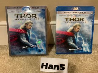 Thor: The Dark World 3d 2d Blu - Ray Oop W/ Rare Slipcover Marvel Avengers