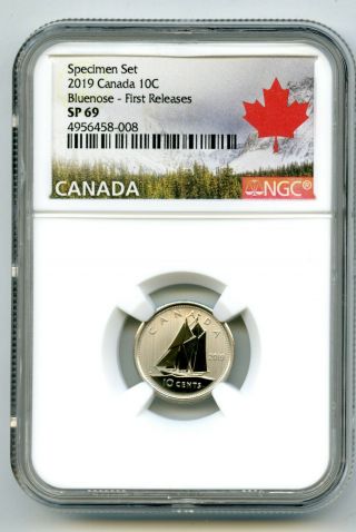 2019 Canada 10 Cent Ngc Sp69 First Releases Frosted Bluenose Dime Rare
