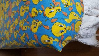 RARE VINTAGE LOONEY TUNES TWEETY BIRD COTTON FITTED BED KING SIZE SHEET,  8 
