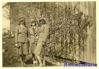 Rare: Trio Female Uniformed Luftwaffe Blitzmädel Helferin Girls Posed