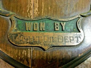 VINTAGE RARE 1926 1927 Bowling Hanging Plaque Trophy - Wood Brass/Bronze - 5