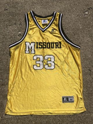 Rare Vintage Mizzou Missouri Tigers Basketball Ncaa Starter Jersey Size 48 33