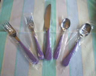 Fiesta Retired Lilac 5 - Piece Flatware Set Rare Forks Spoons Knife