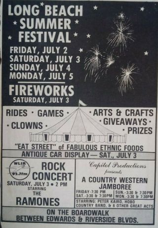 The Ramones Rare Orig 1982 Full Page Concert Print Ad,  Long Beach,  Ny,  Punk