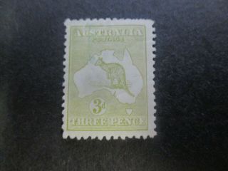 Kangaroo Stamps: 3d Olive 3rd Watermark - Rare (g368)