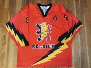 Iihf Belgium Game Worn Hockey Jersey - Tackla Large Rare