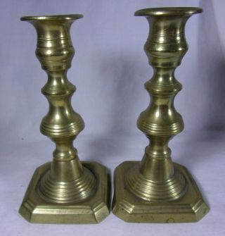 Antique Brass Set 2 Push Up Candlestick Holders Candle Holders Rare Old Set 5.  5 "