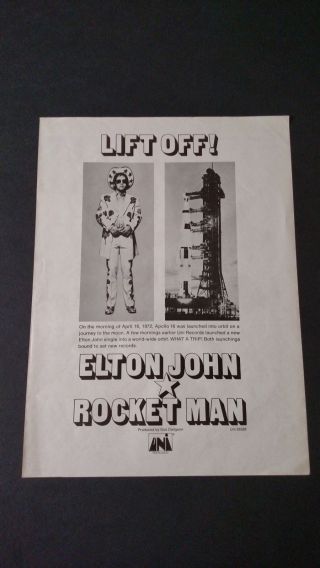 Elton John " Pocket Man " (1972) Very Rare Print Promo Poster Ad