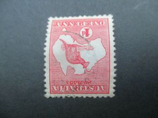 Kangaroo Stamps: 1d Red Inverted Watermark - Rare (f320)