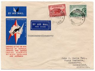 1934 Australia First Flight Cover Toowoomba - Cloncurry,  Few Known,  Rare