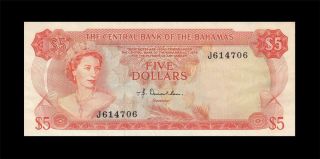 1974 British Colony Bahamas Qeii $5 Rare ( (gem Unc))