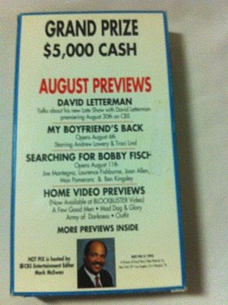 AUGUSTS HOT PIX,  MY BOYFRIENDS BACK,  DAVID LETTERMAN,  VHS,  1993,  RARE,  BLOCKBUST 2