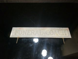 Vintage Funeral Coach Plaque Cast Aluminum Sign Rare