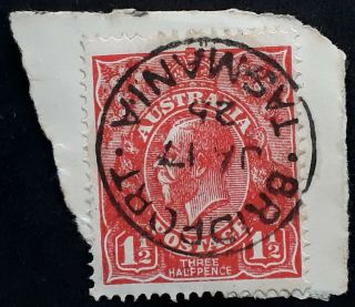 Rare 1925 Australia 1 1/2d Red Kgv Stamp 2nd Wmk Bridport Tasmania Postmark