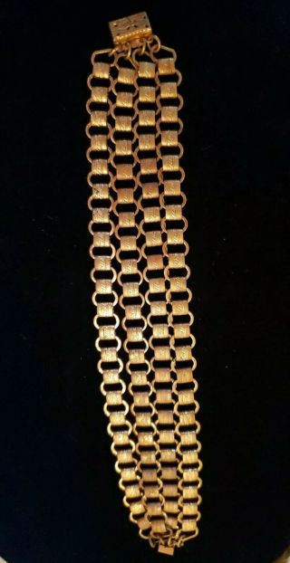 Victorian Revival Brass Book Chain Bracelet 4 Row Rare