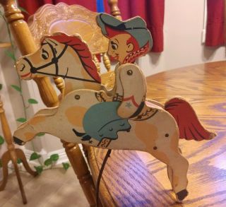Rare Vintage 1948 Steven Rock - A - Toy Cowboy On Horse Balancing Toy
