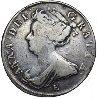 1708 E Halfcrown - Anne British Silver Coin - Rare Variety