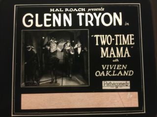 Extremely Rare Movie Magic Lantern Slide Two - Time Mama Hal Roach Oliver Hardy 27