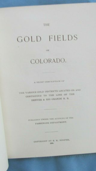 Very Rare 1896 Goldfields Of Colorado Mining - Denver & Rio Grande RR Book & Map 2